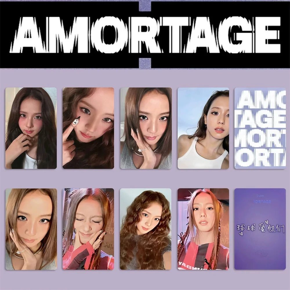 Kpop JISOO Solo Album AMORTAGE Photocard 8pcs/Set Double Sides Printing Bright Film Coated LOMO Card Fans Collection Gift