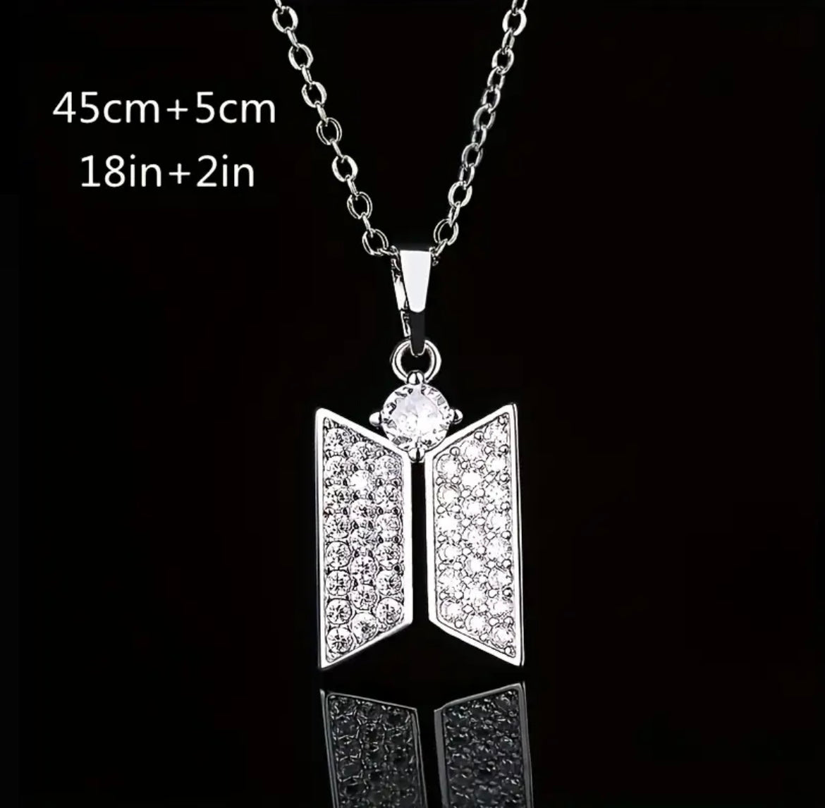 K-pop BTS Inlaid Crystal Zircon Double Rhombus Pendant Necklace