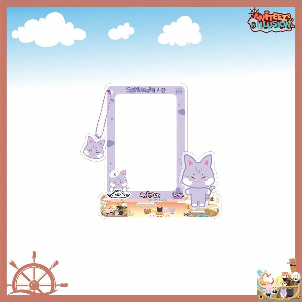 Kpop ATEEZ Standing Board ANITEEZ Cartoon Acrylic Picture Framed PhotoCard Holder Desktop Decoration