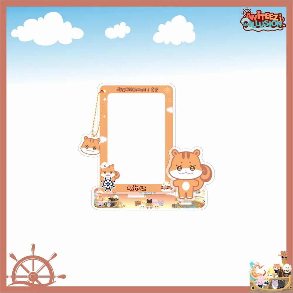 Kpop ATEEZ Standing Board ANITEEZ Cartoon Acrylic Picture Framed PhotoCard Holder Desktop Decoration