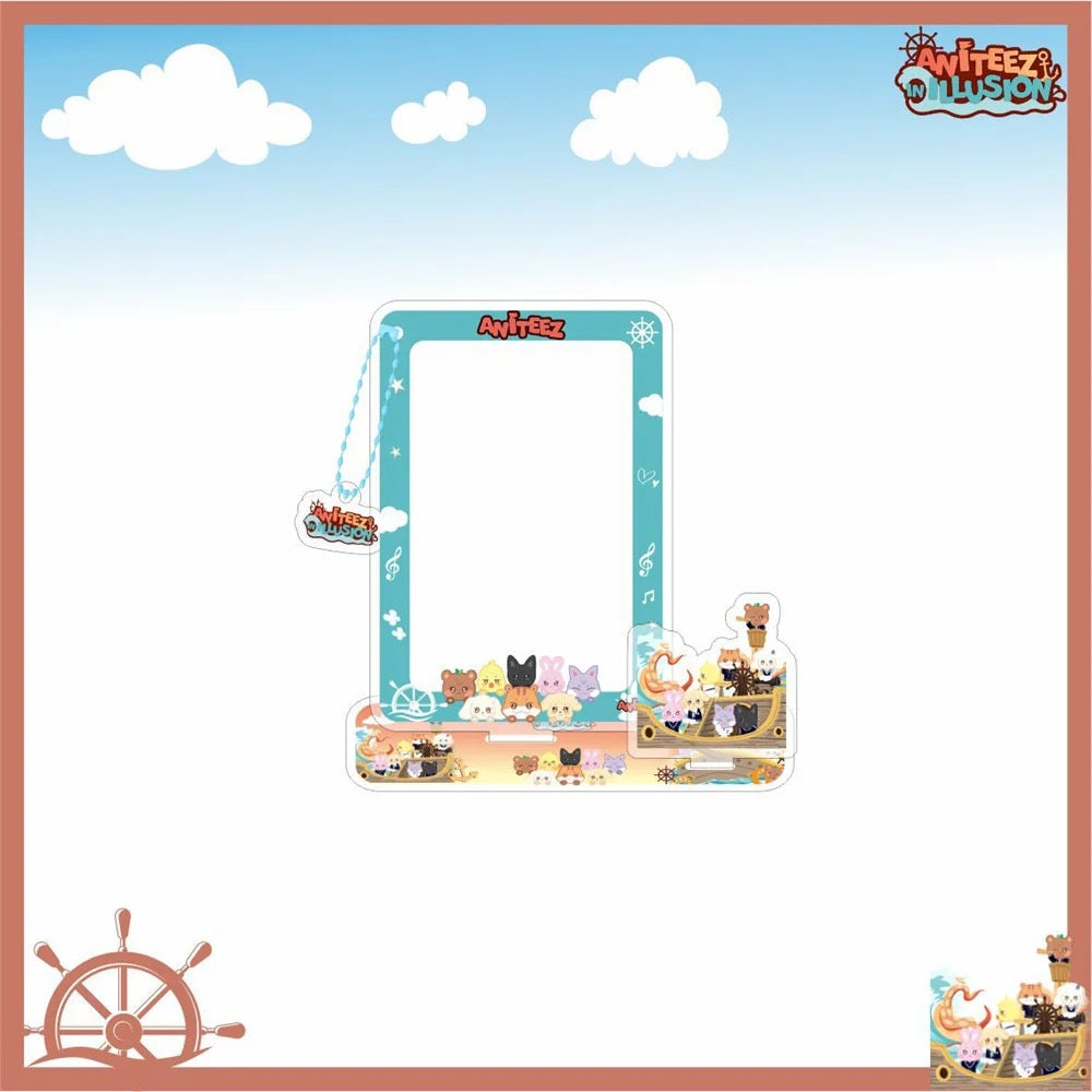 Kpop ATEEZ Standing Board ANITEEZ Cartoon Acrylic Picture Framed PhotoCard Holder Desktop Decoration