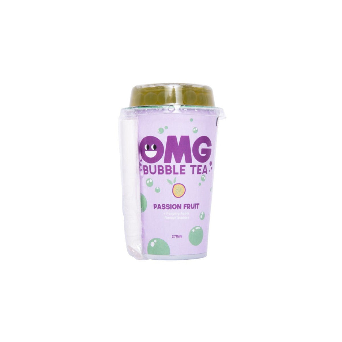 OMG Bubble Tea | Passion Fruit Green Tea With Popping Apple Bubbles 270ml