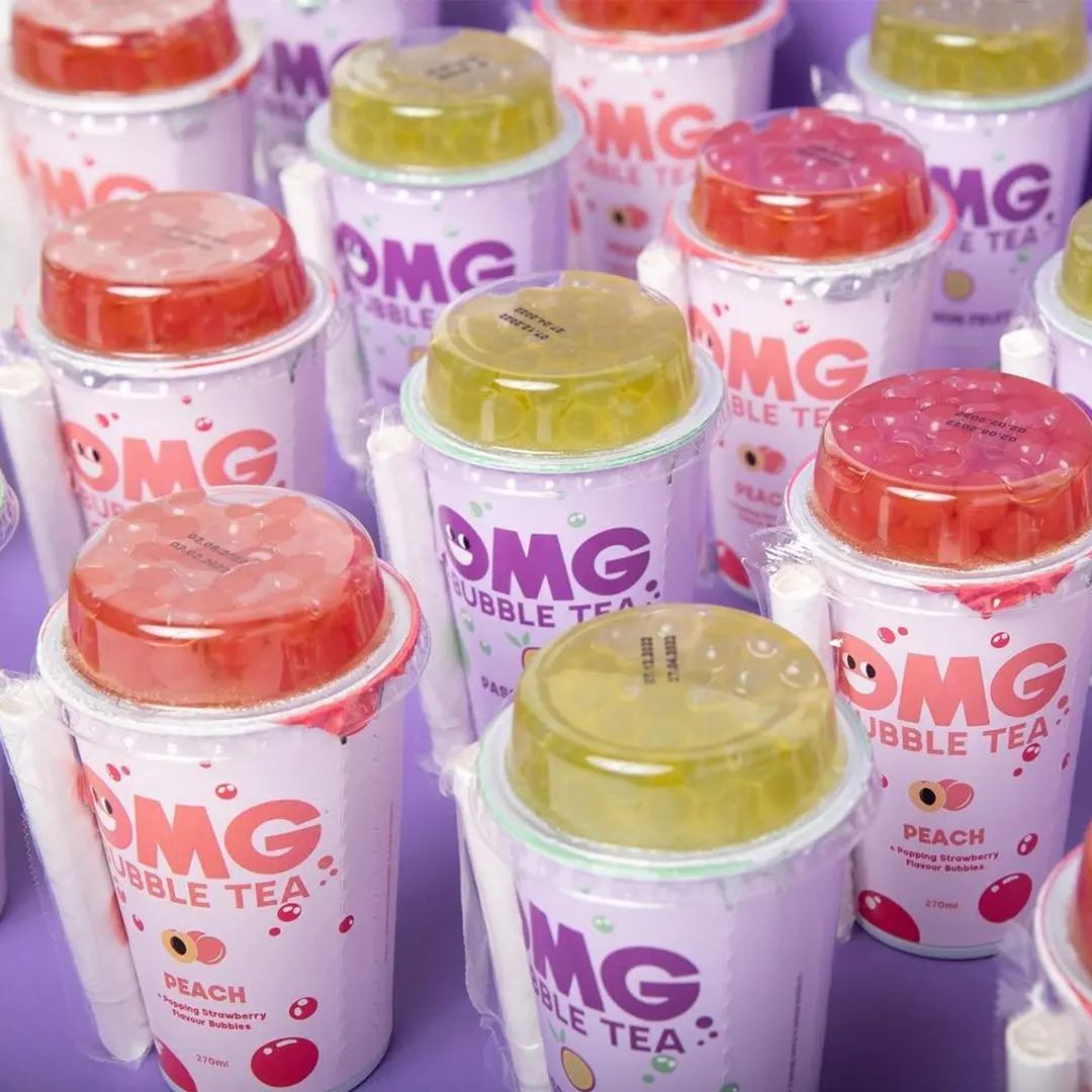OMG Bubble Tea | Passion Fruit Green Tea With Popping Apple Bubbles 270ml