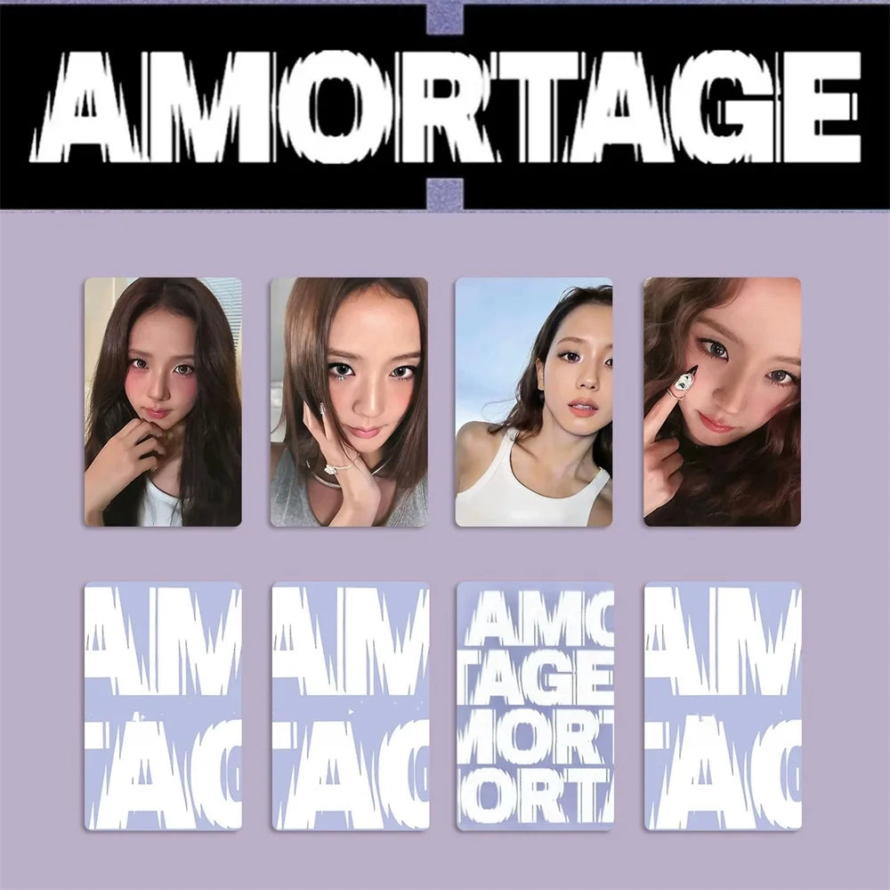 Kpop JISOO Solo Album AMORTAGE Photocard 8pcs/Set Double Sides Printing Bright Film Coated LOMO Card Fans Collection Gift