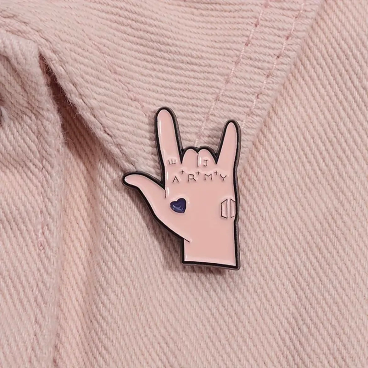 BTS Jungkook Hand Pin with ARMY Tattoo Design