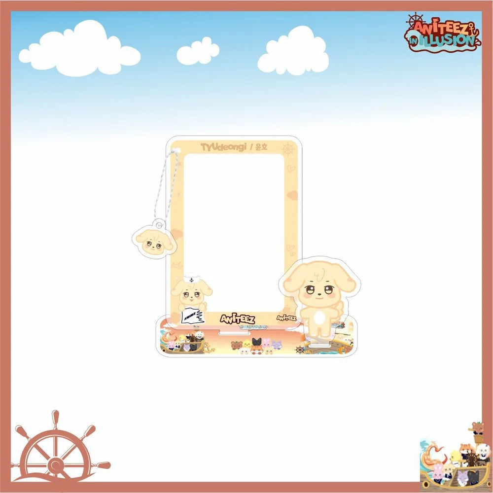 Kpop ATEEZ Standing Board ANITEEZ Cartoon Acrylic Picture Framed PhotoCard Holder Desktop Decoration