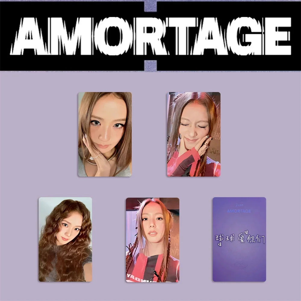 Kpop JISOO Solo Album AMORTAGE Photocard 8pcs/Set Double Sides Printing Bright Film Coated LOMO Card Fans Collection Gift