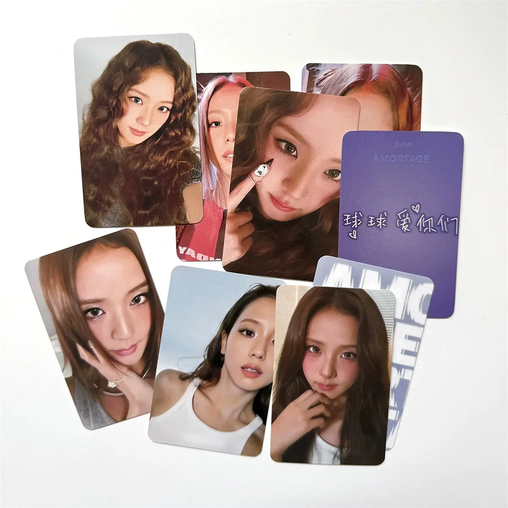 Kpop JISOO Solo Album AMORTAGE Photocard 8pcs/Set Double Sides Printing Bright Film Coated LOMO Card Fans Collection Gift